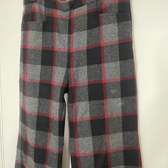 JUST CAVALLI Gray Plaid Wool blend High waist Flare leg Knit pants size 44 - Picture 2 of 6